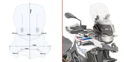 Airflow windshield transparent, 470 x 490mm